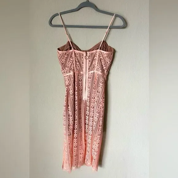 For Love and Lemons Dakota Midi Pink Dress Tank Backless Lace Size XS - Picture 8 of 10